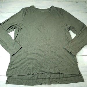 Athleta Daily Lightweight Organic Cotton Long Sleeve Shirt Green Women's XL